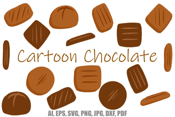 16 Dark Milk Chocolate Cartoon SVG: Sweet Design Assets