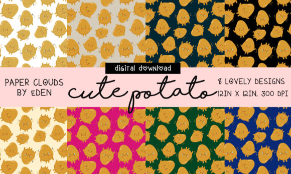 Cute Sad and Happy Potato Pattern: A Whimsical Design Asset