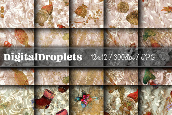 Golden Christmas Grunge Vol. 15: Vintage Charm for Modern Designs