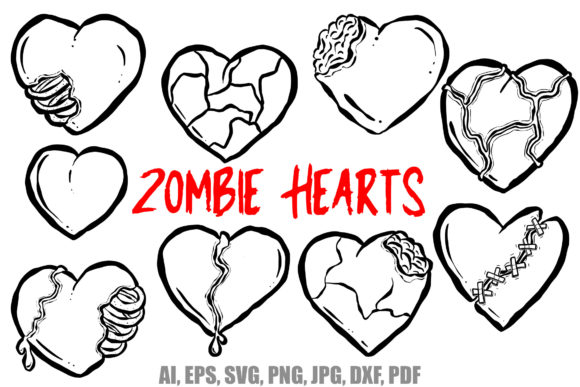 Zombie Love Hearts Coloring Halloween: A Spooky Design Asset